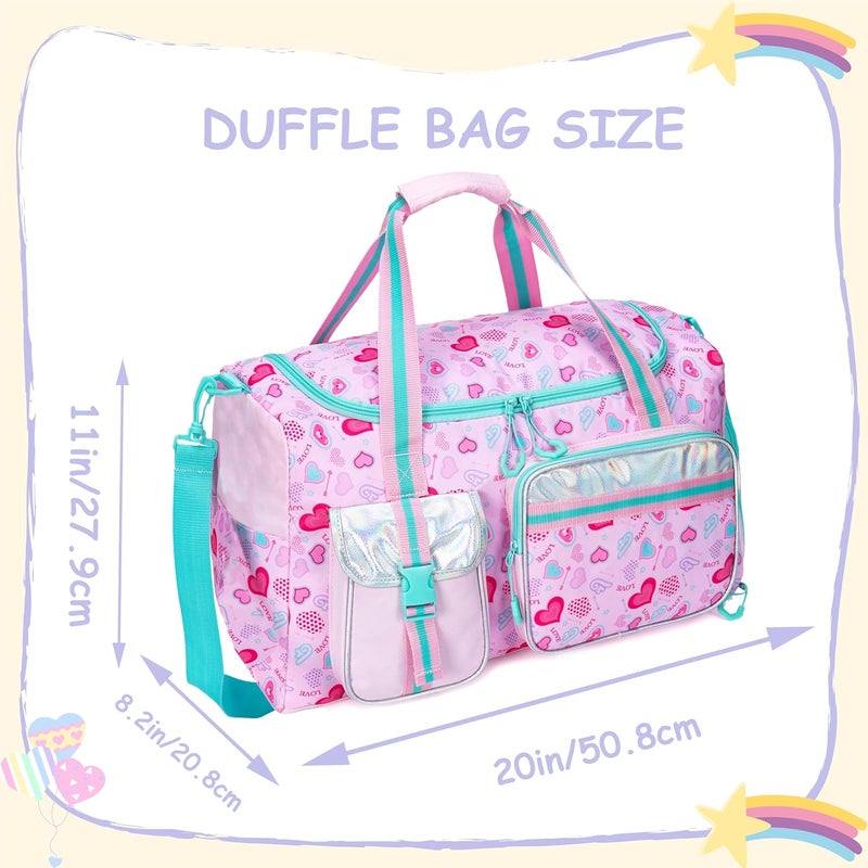 Oruiji Kids Duffle Bag Girls Women Travel Bag Gifts Overnight Bags for Girls Women Kids Gym Dance Bags with Shoes Compartment - Image 2